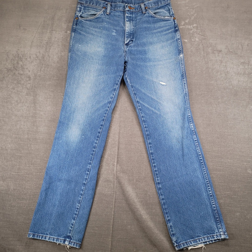 Wrangler Men Vintage Blue Denim Jeans Pants Actual Size 32x31 Bootcut